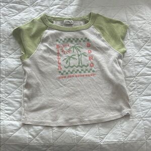 Billabong Kids Light Green and Cream Graphic Tee